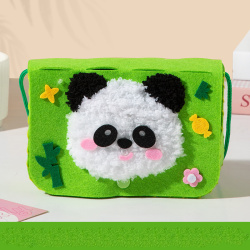 Playful DIY Children’s Felt Bag – Green with Panda Design for Fun Crafting