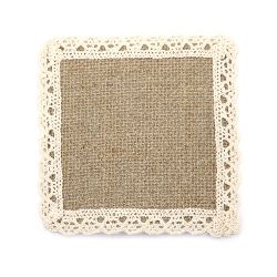 Burlap Base for Application with lace DIY Crafts Decorations, Embroidery 10x10 cm.