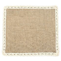 Burlap Base for Application with lace DIY Crafts Decorations, Embroidery 20x20 cm.