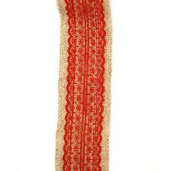 Natural Jute Burlap Ribbon Roll for DIY Crafts Wedding Decoration Handmade 6x200 cm with lace red