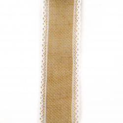 Κορδέλα λινάτσα με δαντέλα 5x200 cm