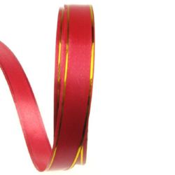 Red Ribbon with Gold, 16 mm - 9 meters