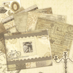Scrapbook Kit RETRO STYLE, Materials for Decoration and Album: 22.5x26 cm, 12 sheets 