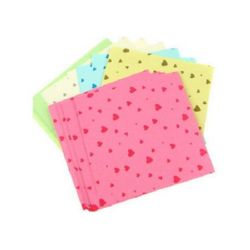 Χρωματιστά χαρτάκια με καρδιές 9.6x9.6 cm 5 χρώματα για διακόσμηση και origami ~ 120 τεμάχια