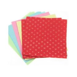 Χρωματιστά χαρτάκια με μοτίβο 6x6 cm 5 χρώματα για διακόσμηση και origami ~ 50 τεμάχια