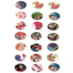 Non-Adhesive Paper Sticker for Cabochon Decoration, Mixed Flowers, 18x13mm, 21 pcs
