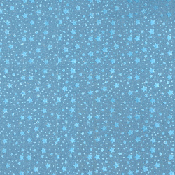 Хартия опаковъчна 700x500 мм двулицева цвят сребро/звезди син