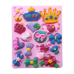 Silicone Mold/Shape, 90x72x10 mm, Ribbons and Crowns