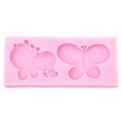 Silicone mold / shape / 110x50x10 mm butterfly and bee