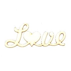 Chipboard label "Love" for embellishment of notebooks, frames, albums 100x40x1 mm - 2 pieces