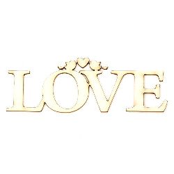 Inscription from chipboard "Love" for decoration of festive cards, albums 100x30x1 mm - 2 pieces