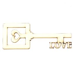 Chipboard key with lettering "Love" 100x40x1 mm - 2 pieces