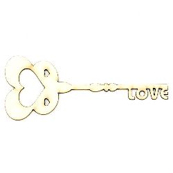 Chipboard key with inscription "Love" 100x40x1 mm - 2 pieces