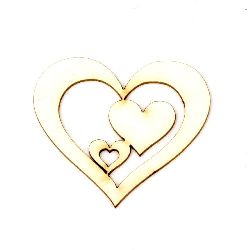 Hearts of chipboard for embellishment of greeting cards, albums, scrapbook projects 40x50x1 mm - 2 pieces
