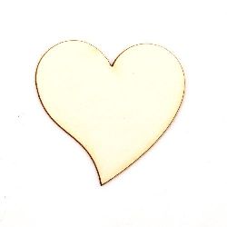 Heart from chipboard for handmade art projects with embossing, sprinkling with glitter, painting 50x50x1 mm - 2 pieces