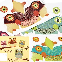 DIY Decoration Paper Set for making 4 owls 