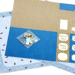 Σετ scrapbooking για διακόσμηση Baby Boy - 2 κομμάτια χαρτιού 12x12 ιντσών, διακοσμητικά αξεσουάρ