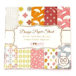 Hârtie de scrapbooking de designer 6 inch (15,2x15,2 cm) 10 modele x 5 coli