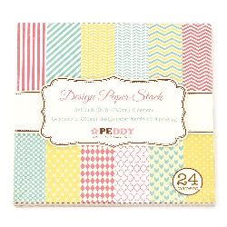 Hârtie de designer pentru scrapbooking față-verso 8 inch (20,3x20,3 cm) 6 modele x 4 foi 230 g / m2