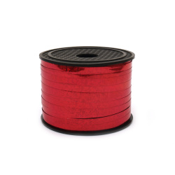 Лента панделка цветарска 5 мм металик с брокат червена -91 метра