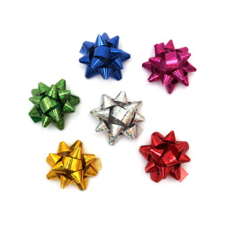 Self-adhesive Star Bow Ribbons, 38 mm, 6 colors x 2 pieces