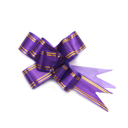 Decorative ribbon, 460x29 mm, color purple with gold - 10 pieces