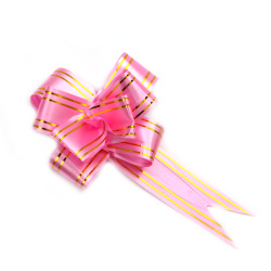 Decorative Ribbon, Pull Bow, 460x29 mm, in Pink Color with Gold edges - 10 pieces