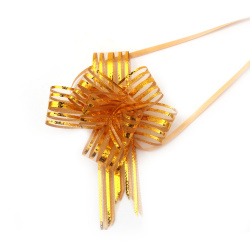 Decorative ribbon, 460x29 mm, organza and lamé, gold color - 10 pieces