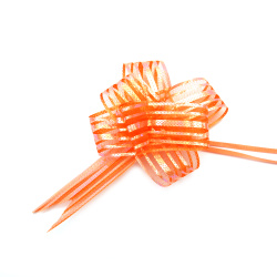 Decorative Pull Bow Ribbon, 460x29 mm, from Organza and Lamé, in Orange Color Rainbow - 10 pieces