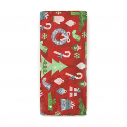 Tissue Paper, 50x65 cm, Red with Christmas Motifs - 10 sheets