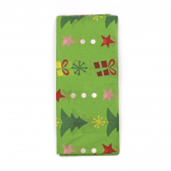 Tissue Paper, 50x65 cm, Green with Christmas Motifs - 10 sheets