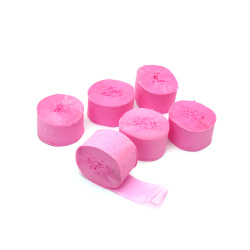 Rolls of crepe paper, 25 mm, pink color - 6 rolls x 10 meters