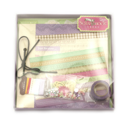 "Just Because" Scrapbook Kit for Photo Album Making & Scrapbooking, Set Includes 15 paper sheets, tether design & various materials for decoration, 21x22 cm