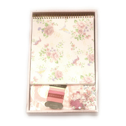 Scrapbook Kit for Photo Album Making & Scrapbooking, Set Includes 9 paper sheets & various materials and tools for decoration, 16.5x19 cm Pearl Paper - Rose