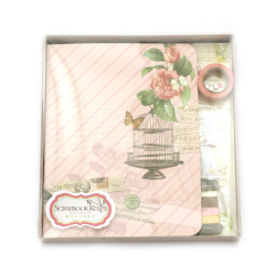 DIY Scrapbook Kit for Photo Album Making & Scrapbooking, Set Includes 17 paper sheets & various materials and tools for decoration, 19x25 cm
