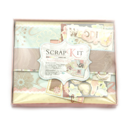 "Love" DIY Scrapbook Kit, Gift Set for Photo Album Making & Scrapbooking, with 12 Patterned Papers, 22.5x26 cm