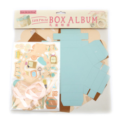 Hexagon Box Album Kit, Surprise Paper Box Set, perfect for DIY Crafts, Scrapbooking, Gifts and Memory Album Making, Color: Blue, Size: 32x29.5 cm