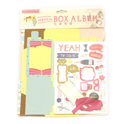 DIY Explosion Photo Album Box Kit, Surprise Paper Box Set for Craft Scrapbooking, Happy Birthday Greetings and Gifts, Color: Yellow, Size: 32x24.5 cm