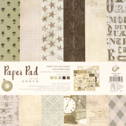 Paper Pad with An Old Clock Designs, perfect for DIY Crafts: Scrapbooking, Card Making and Greetings, Paper Set Size: 10x10 inches / 25.5x25.5 cm, 24 Patterned Designer Papers: 12 Designs x 2 Sheets Each, and 2 Die-Cut Sheets