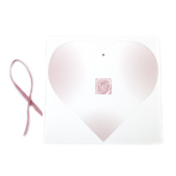 Сърце от картон за декорация 160x175 мм дупка 3 мм с панделка сатен