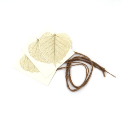 Cardboard tags, leaf-shaped, 65x60 mm, with string - 4 pieces
