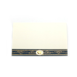 Card, 8.5x13.5 cm, with Ornaments and Hearts Gold Color