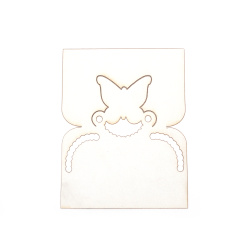 Table Card/Table Place Card made of Pearlescent Cardstock with Butterfly Design, 110x100 mm, White Color