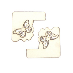 Colt din carton perlat fluture 48x53 mm alb - 4 bucati