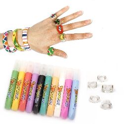 Stoc epuizat. Primeste notificare pe email cand produsul revine in stoc Set de Decoratiuni Paste 3D 10buc x 10.5ml, 3 bratari, 5 inele si modele