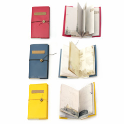 Vintage notebook with button and cord 105x184x18 mm -90 sheets