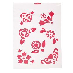 Plastic stencil for cutting and drawing Flowers DIY Decorative Painting Stencil, 21x31 mm motif 3