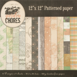 Χαρτί scrapbooking 160 g 12 ίντσες (30,5x30,5 cm) 12 σχέδια x 2 φύλλα Garden Chores