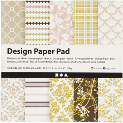 Дизайнерска хартия за скрапбукинг Green, Rose 6 inch (15.2x15.2 см) 120 гр Creativ 10 дизайна x 5 листа -50 листа