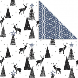 Dual-Sided Designer Paper, Deer And Pattern Black Silver White by Vivi Gade, 180 g, Creativ - 3 sheets